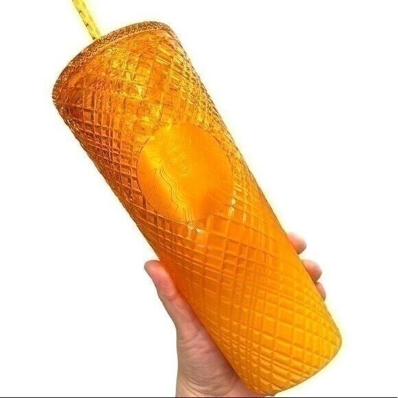 Starbucks 2022 Summer release Mango Jeweled Tumbler Orange Bling Venti soft - Picture 1 of 9
